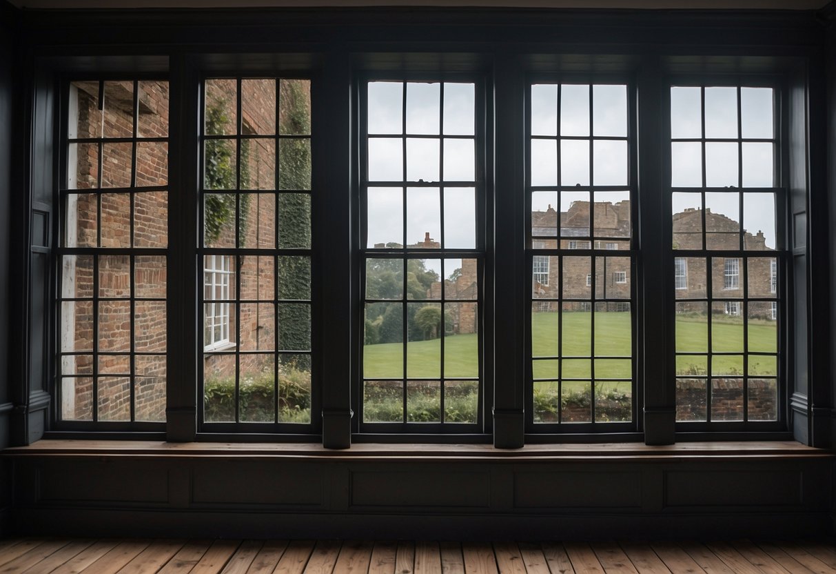 A series of sash windows through time, from their origins in 17th century England to modern variations, showcasing the evolution of sash windows in design and functionality